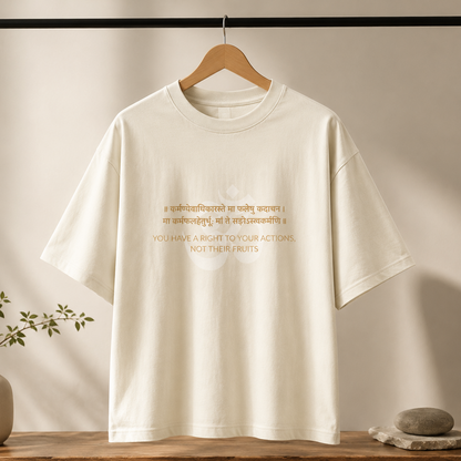 Bhagavad Gita Karma Quote Oversized T-Shirt – "You Have a Right to Your Actions, Not Their Fruits"