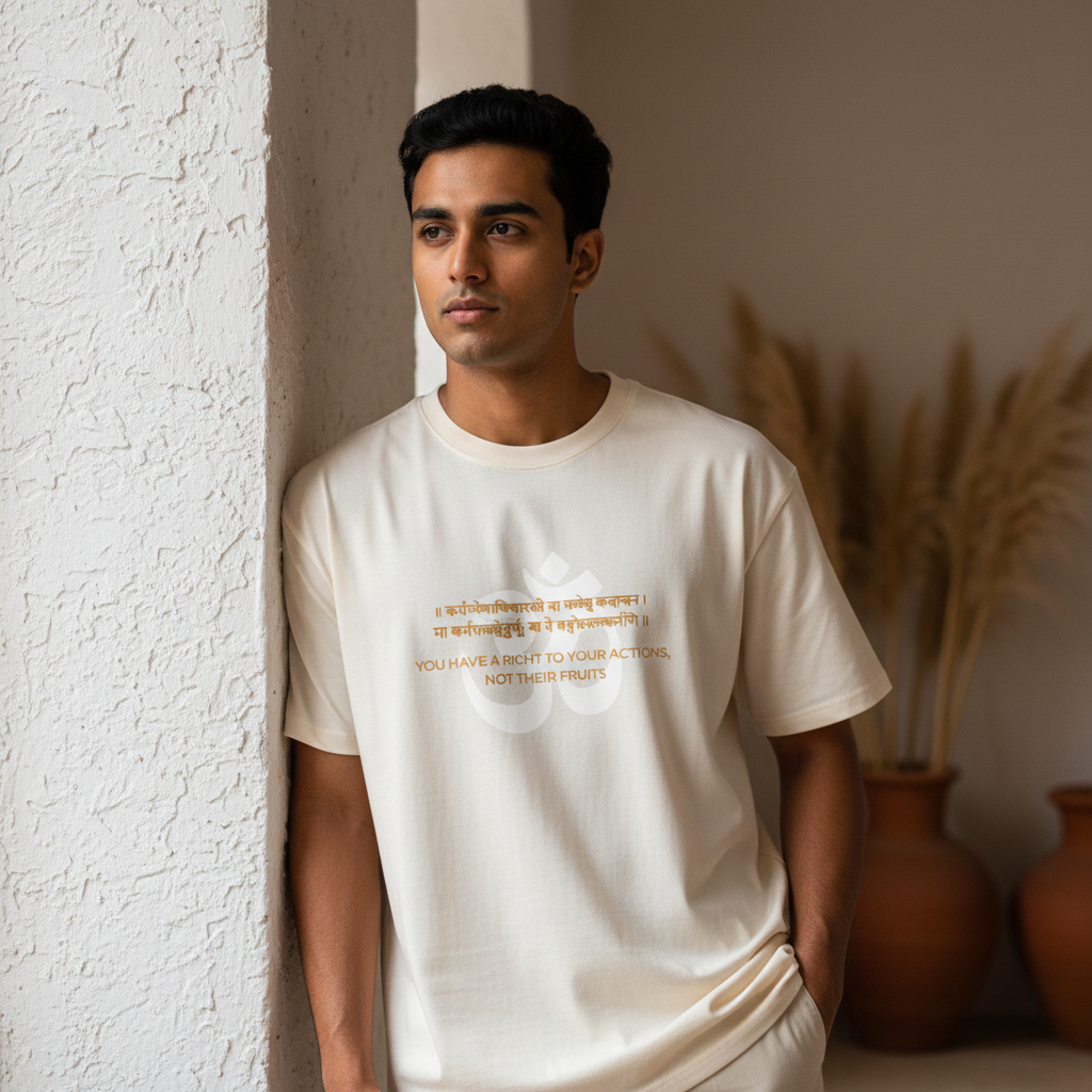Bhagavad Gita Tee - Leaning Wall, Earthy Indoor