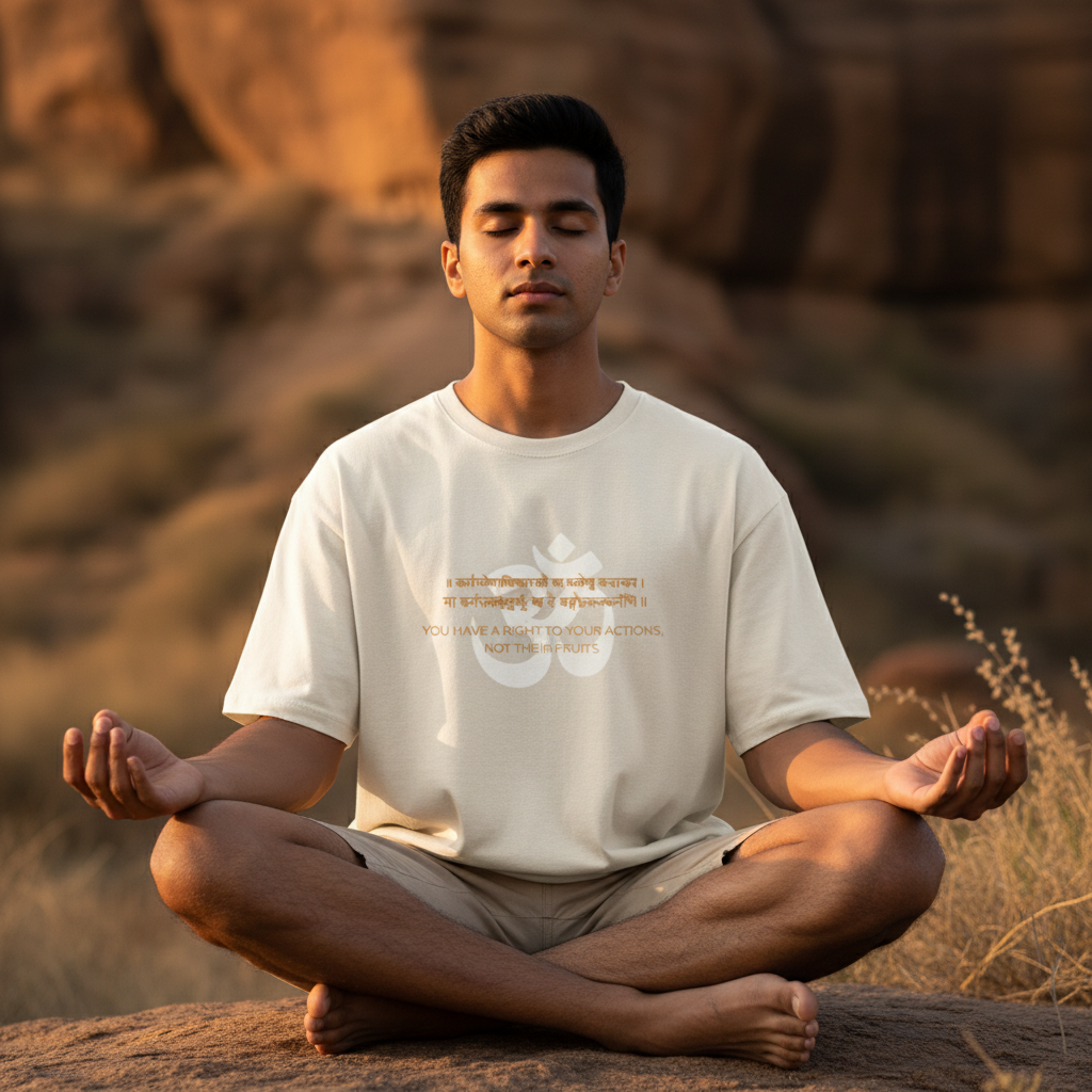Bhagavad Gita Tee - Seated Meditation, Golden Hour