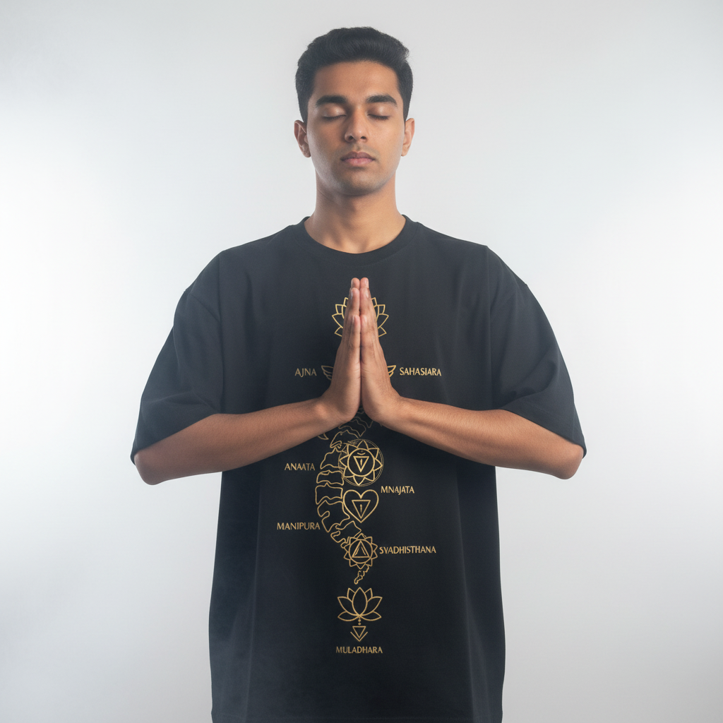 Chakra Map Tee - Namaste Pose, Misty Studio