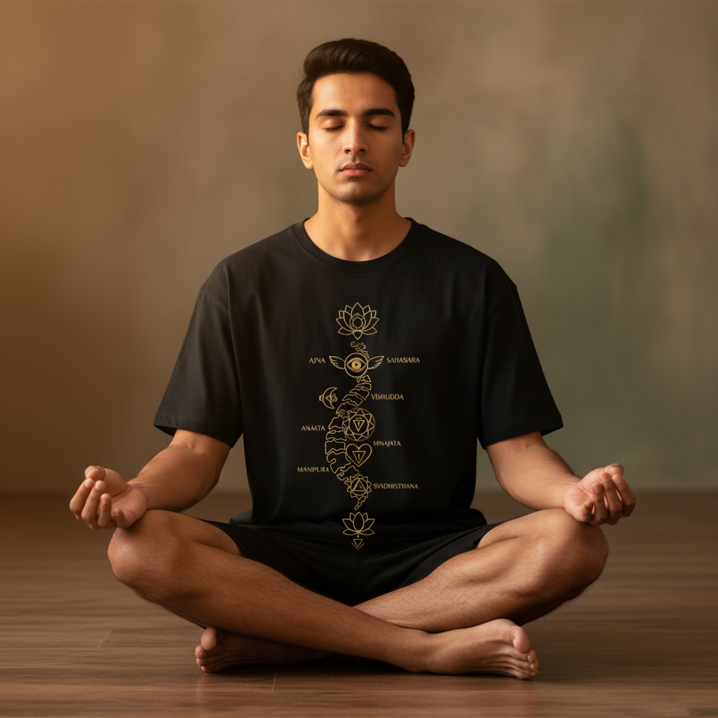 Chakra Map Tee - Seated Meditation, Golden Hour