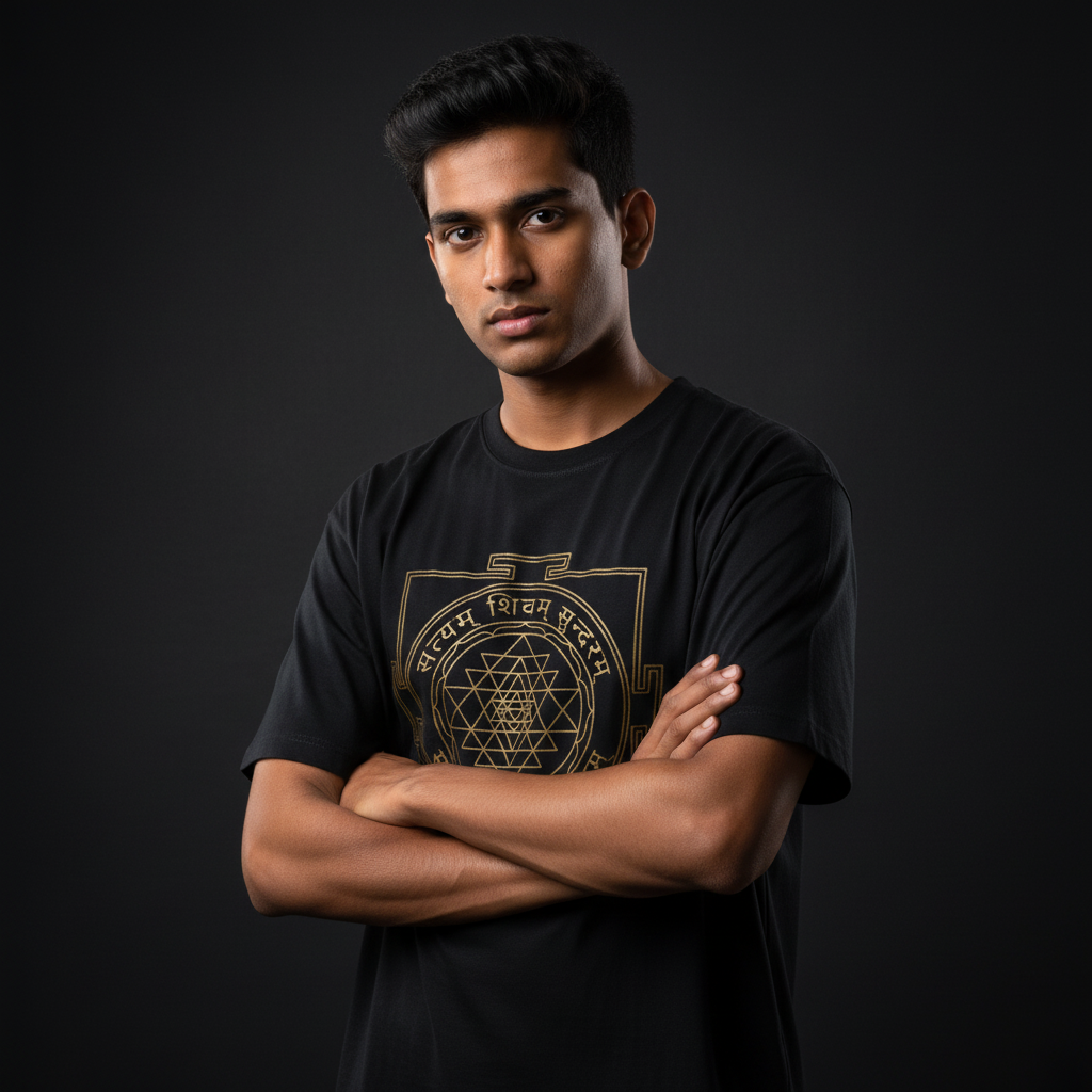 Sri Yantra Tee - Arms Crossed, Charcoal Studio