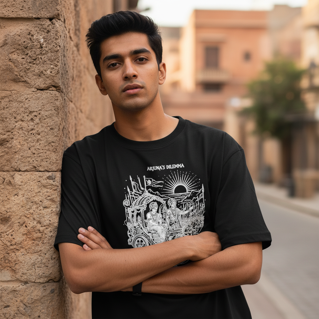 Arjuna's Dilemma Tee - Leaning Wall, Earthy Outdoor