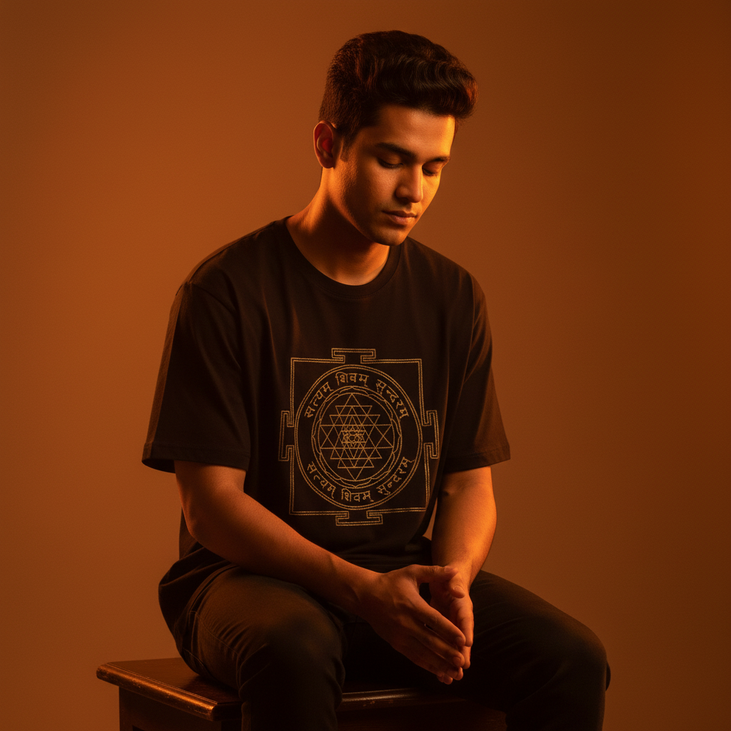 Sri Yantra Tee - Seated Thoughtful, Amber Studio