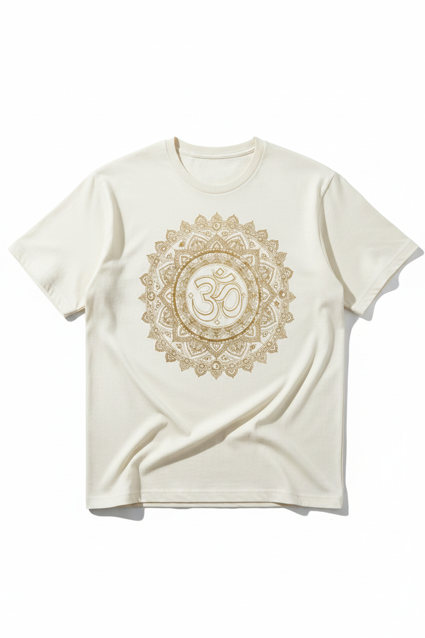 Om Mandala Tee - Flat Lay Front View